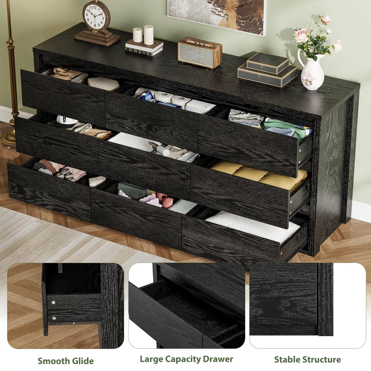 GarveeLife Modern 9 Drawer Dresser for Bedroom – Wide
