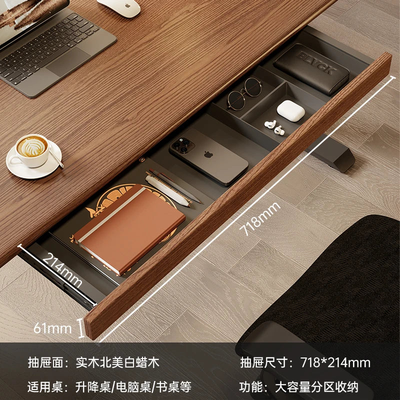 Under Desk Drawer Organizer Black Walnut Wood Standing Storage Shelf Office Desk Accessory Hidden Computer Desk Organizer