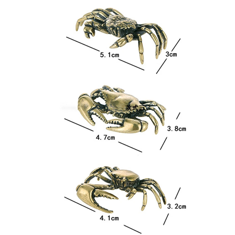 Pure Brass Crab Figurines Mini Animal Statue For Office Desk Living Room Antique Animal Miniature Figurines Home Decor