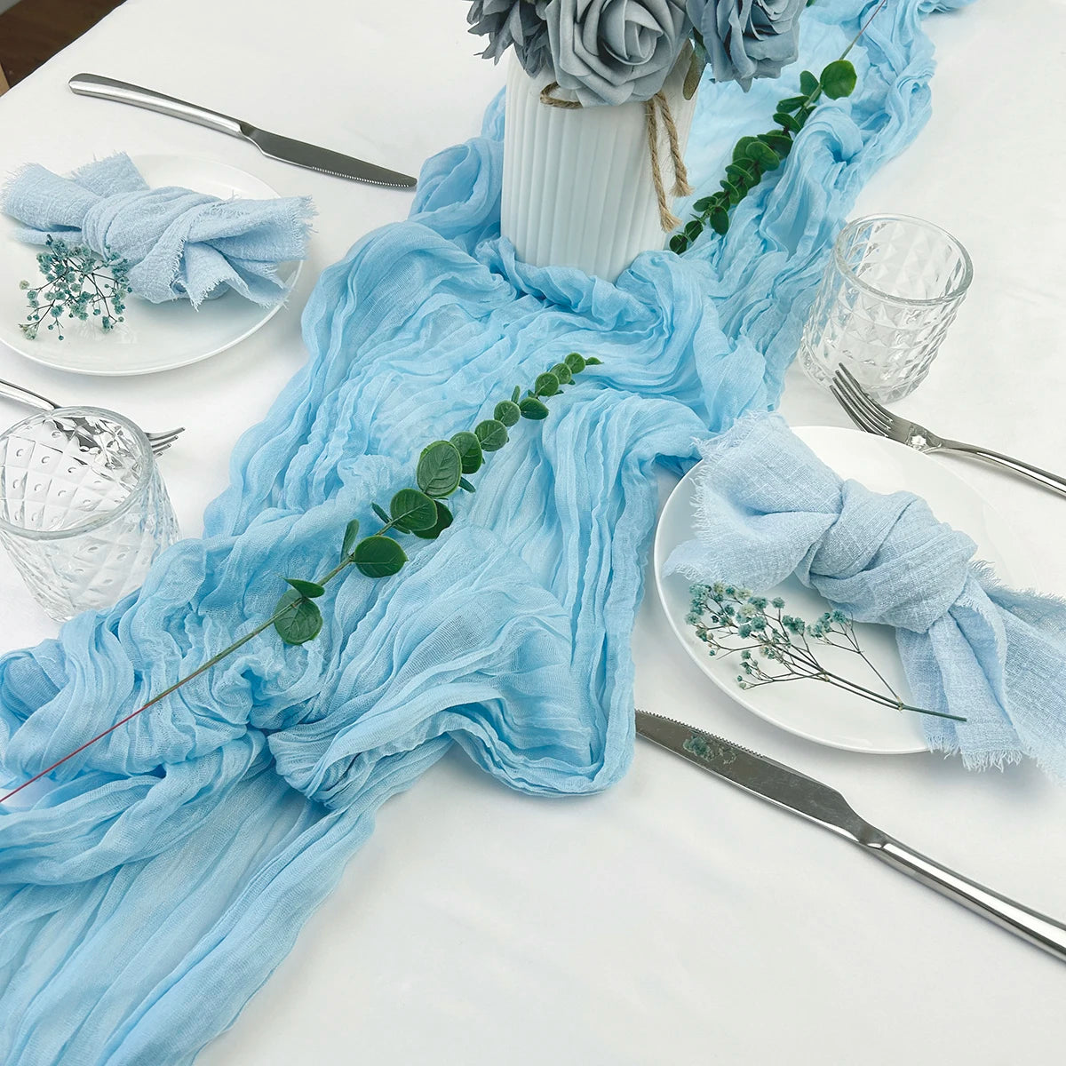 Wedding Pink Gauze Table Runner Semi-Sheer Vintage Cheesecloth Table Setting Dining Party Christmas Banquets Arches Cake Decor