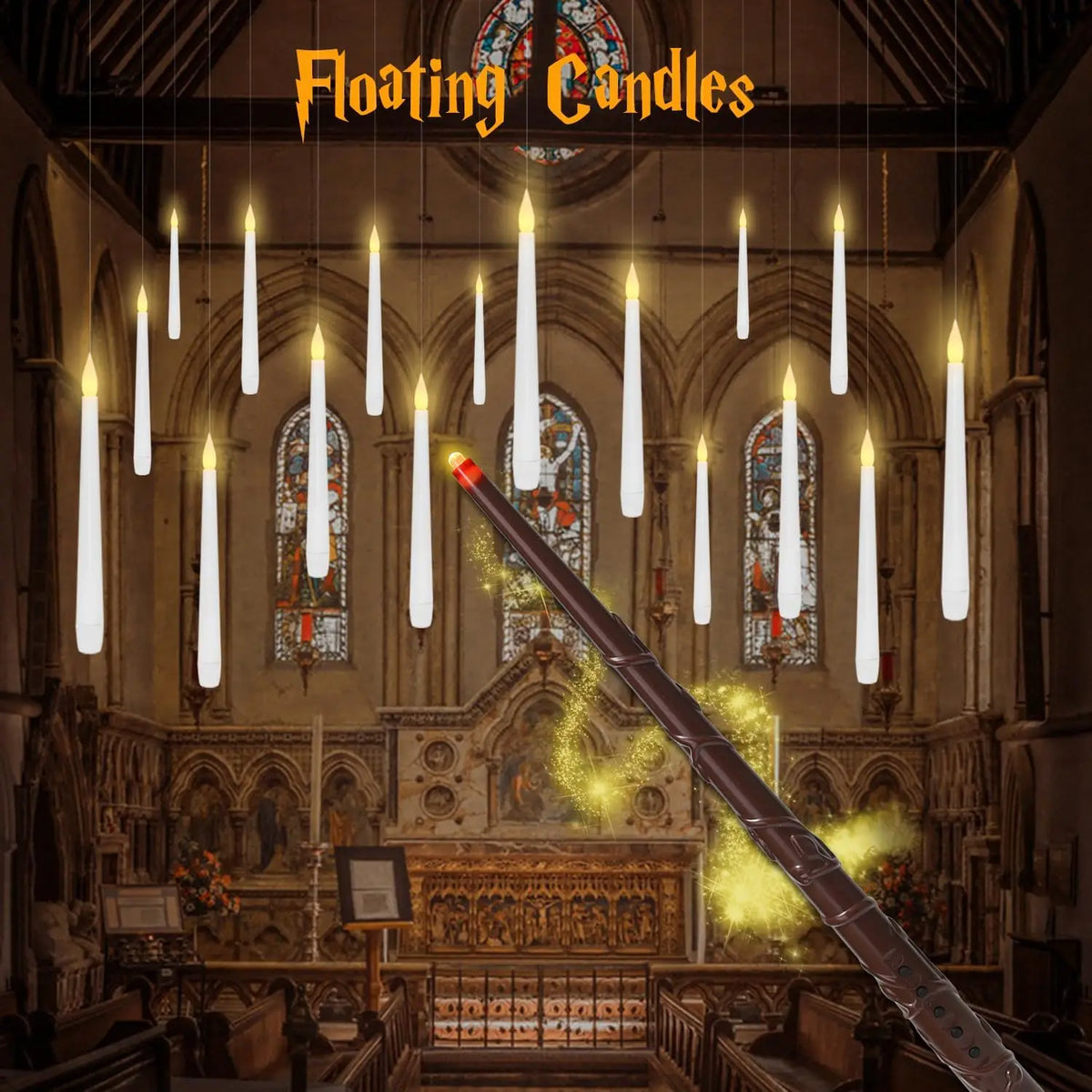 Halloween Decorations - Floating Candles with Wand - 12