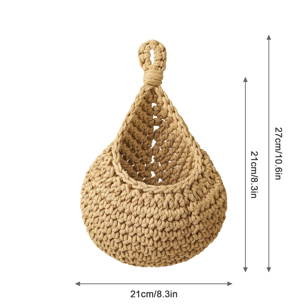 Handwoven Hanging Wall Vegetable Fruit Basket Organizer Container Decor for Kitchen Garden Mount Wall Plant Flower Onion Storage
