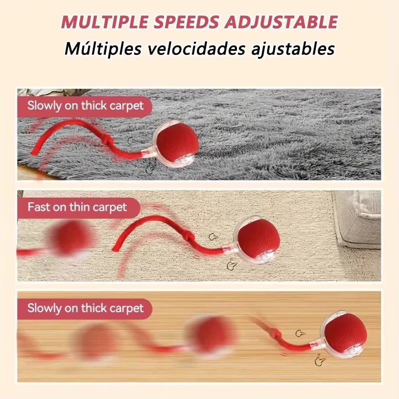 Dog Cat Interactive Ball Toy Automatic Rolling Ball Faux Tail Rechargeable Smart Pet Electric Toy Dog Cat Training Imitate Mouse