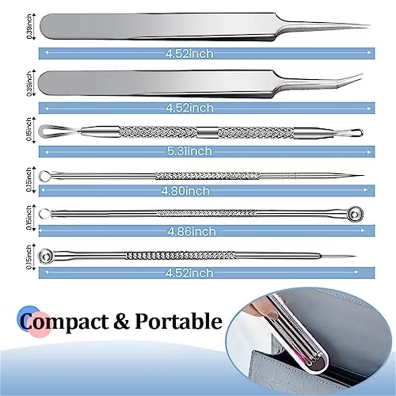 4pcs/8pcs /set Facial Pore Cleaner Spoon Blackhead Comedone Acne Pimple Blackhead Remover Tool Needles For Face Skin Care Tool
