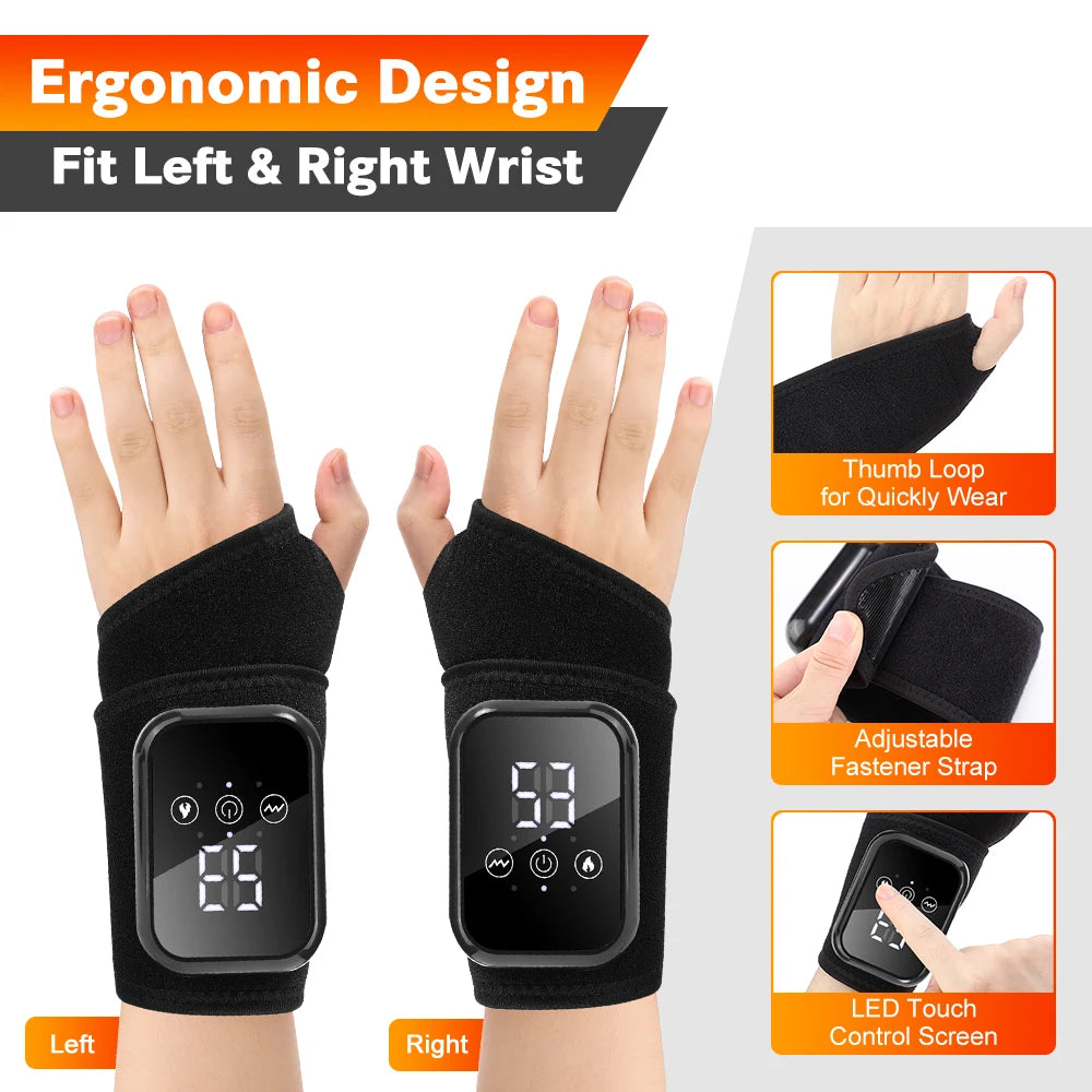 Electric Heating Wrist Massager Wrist Brace Protector Wrap Vibration