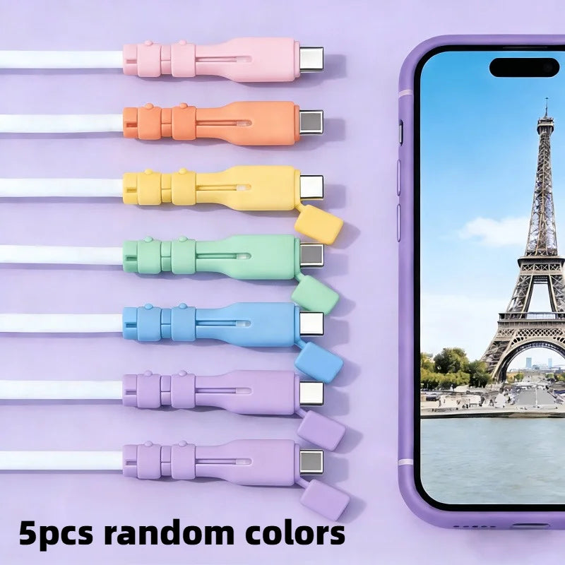 5/10pcs USB-C Cable Protectors, Anti-Break Sheaths Suitable for Smartphones, Tablets, Compatible with USB-C Data Cables.