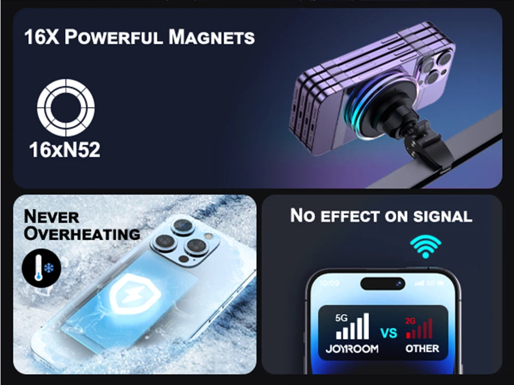 Joyroom Magnetic Car Phone Holder Colorful Wireless Charger For iPhone 15 14 13 12 Pro Max Fast Charging Car Charger Holder