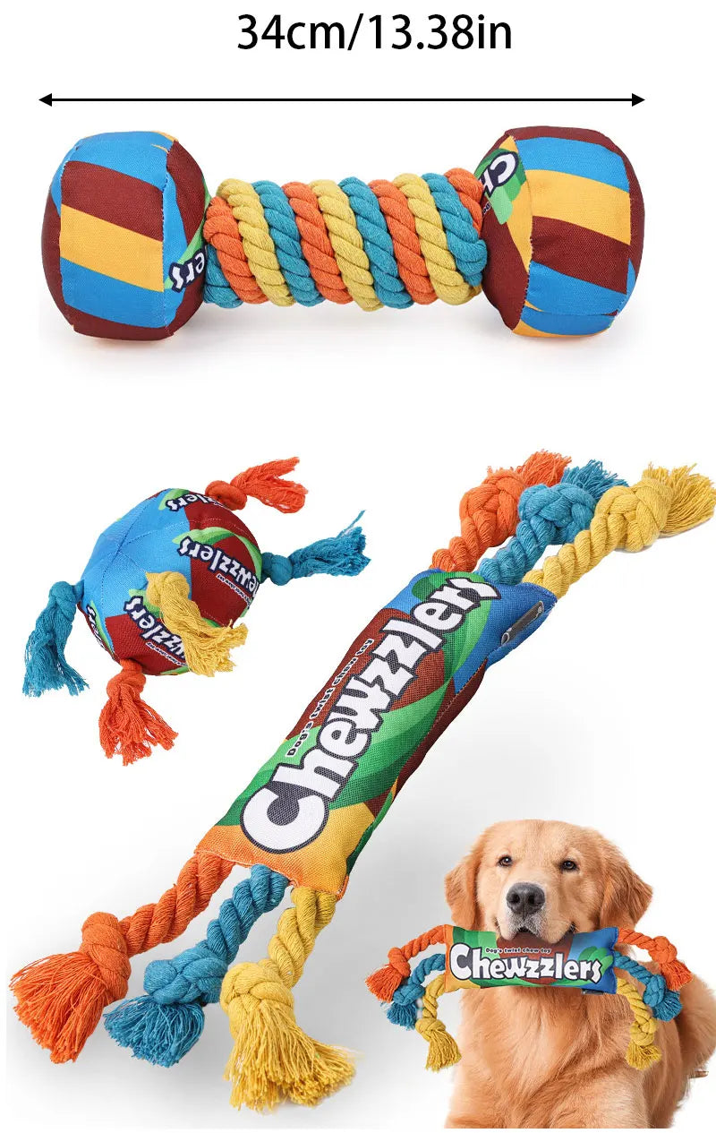 Pet Dog Rainbow Twist Candy Toy Dog Molar Teeth Resistant Bite Making Sound Pet Supplies candy for small, medium and large dogs