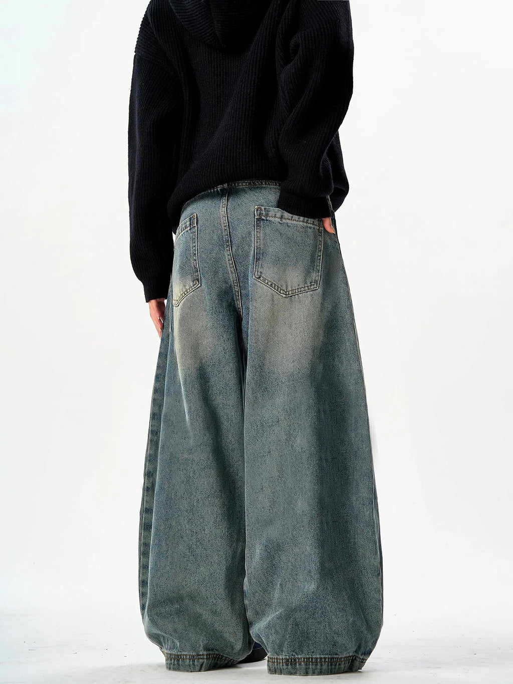 Men's Washed Vintage Baggy Jeans Y2K Street Fashion Simple Basic