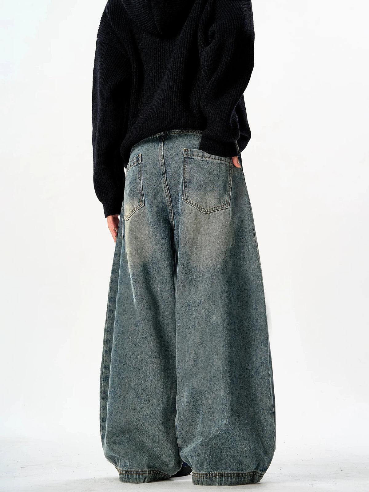 Men's Washed Vintage Baggy Jeans Y2K Street Fashion Simple Basic