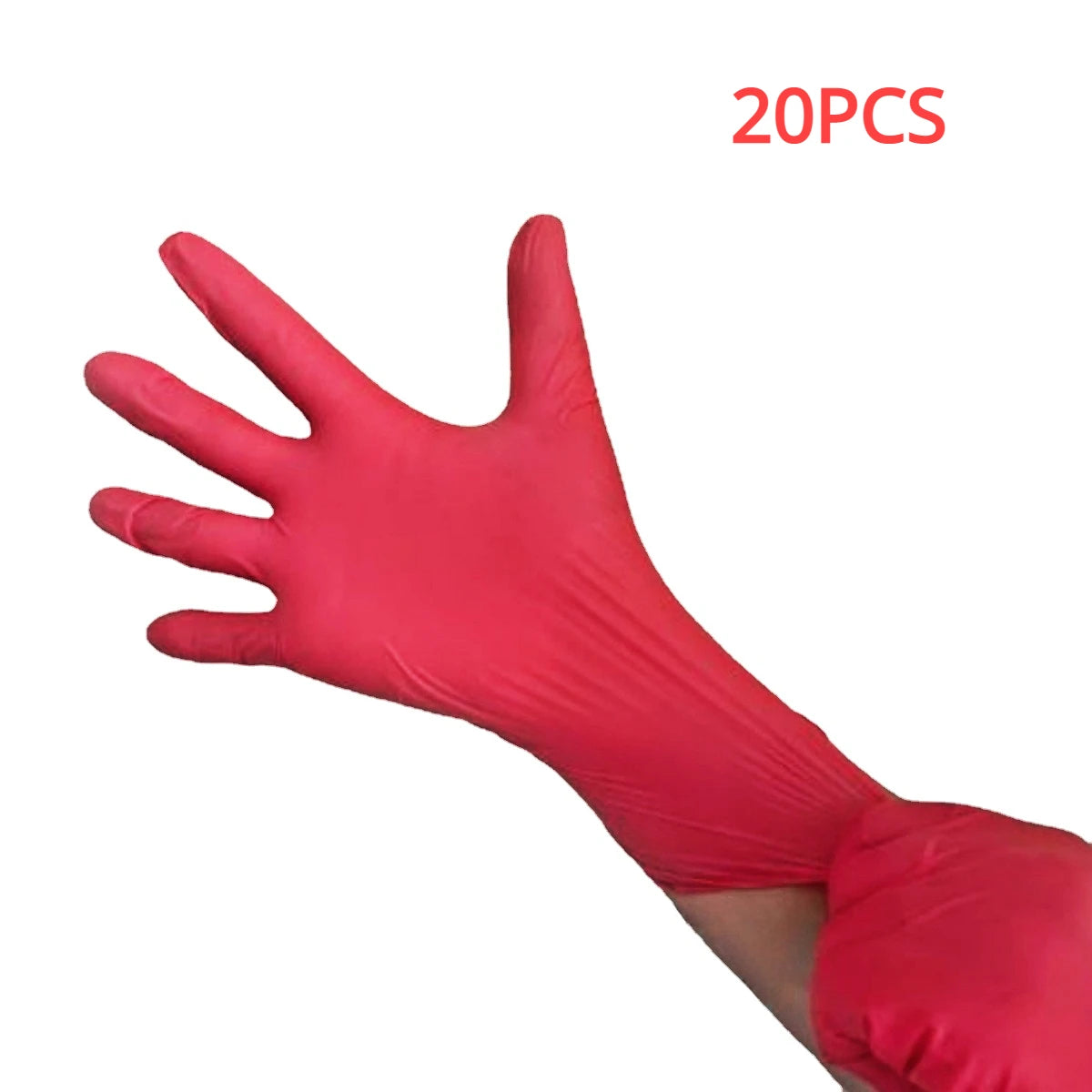 100/50/20PCS Disposable Red Nitrile Gloves Latex Free Waterproof Durable Suitable for Kitchen Food Processing Beauty SalonFamily