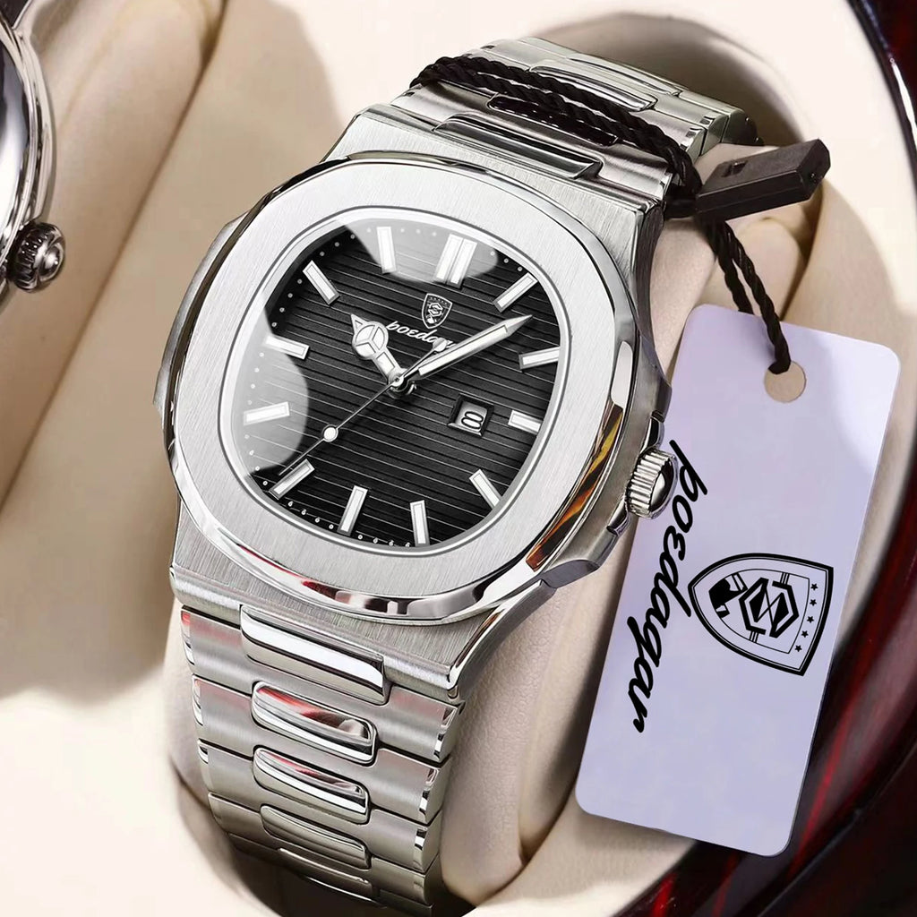 Poedagar Square Luxury Men Wristwatch Waterproof Luminous Date High