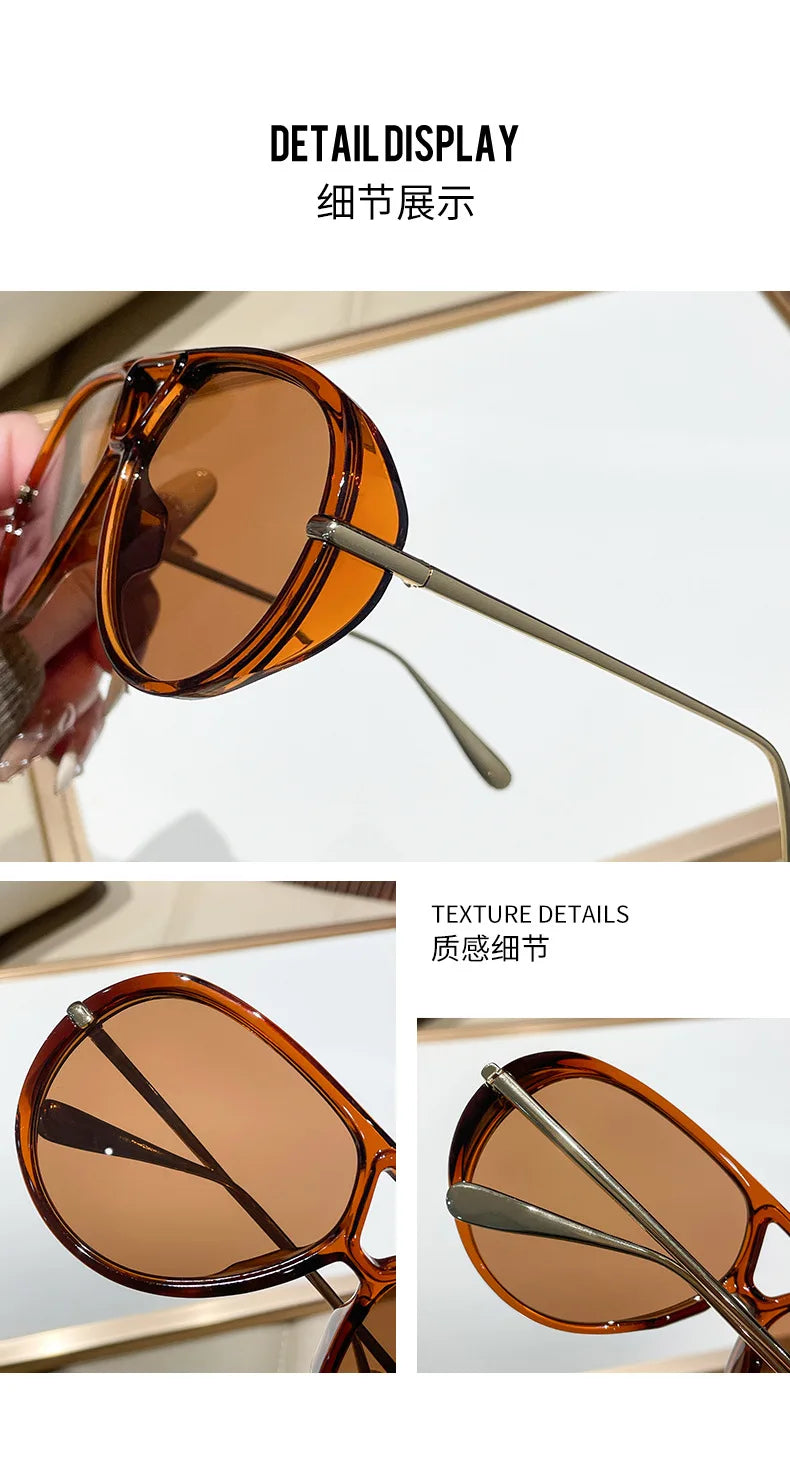 QVQV Oversized Trendy Leopard Green Sunglasses Women Summer Fashion Thick Frame Pilot Sun Glasses Luxury Brand Outdoor Shades