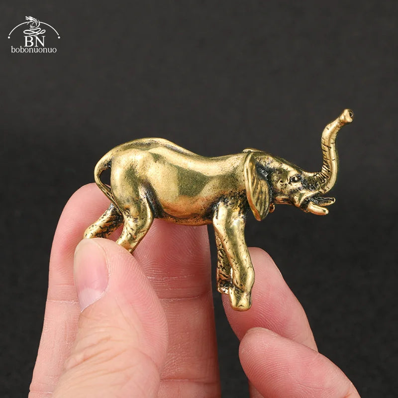 Vintage Brass Elephant Home Decor Ornaments Crafts Miniatures Figurines Desk Decoration Accessories Handmade Mini Animals Statue