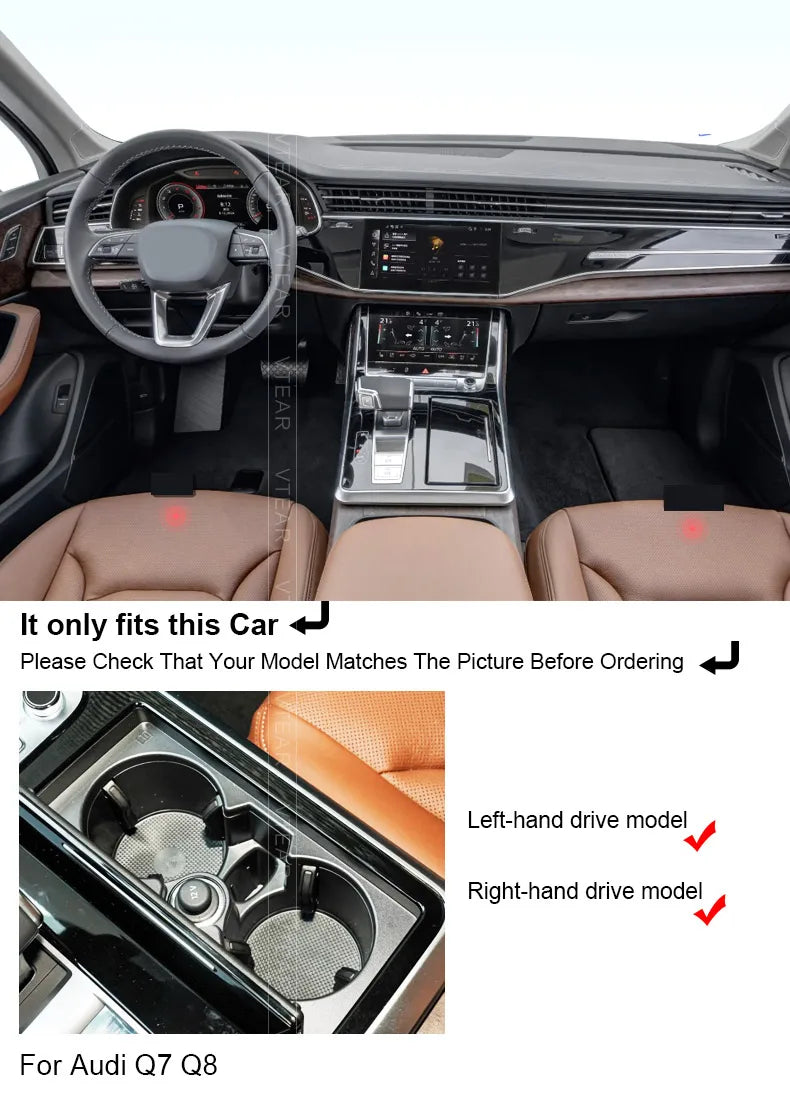 For Audi Q7 2020-2025/ Audi Q8 2017-2025 Car Wireless Charger with Expansion Cable Dual Port Type-C Fast Charging Adapter