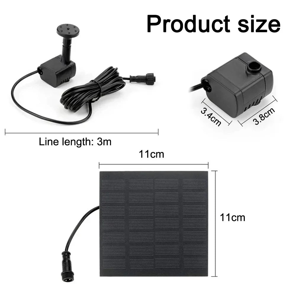 Solar - Powered Water Pump for 11/15.5cm Water Fountains: 8 - Nozzle Outdoor Watering Set