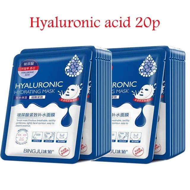 20Pcs Face Mask Sets Fresh Fruit Face Care Sheet Masks Hydrating Anti-aging Oil Control Acne Treatment Facial Mask Skin Care Set
