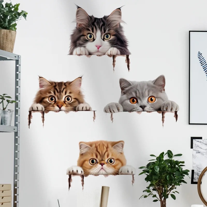 Cat Peeping Wall Stickers Living Room Children Bedroom Home Decoration DIY Cartoon Animal Wallpaper Removable Vinyl Decals