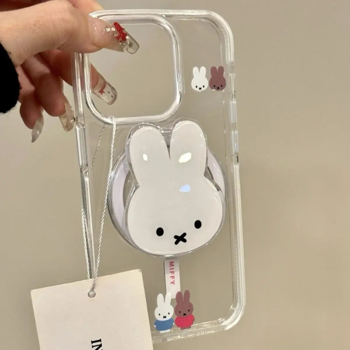 Kawaii Miffy Rabbit Magnetic Phone Stand Cartoon Telescopic Portable Stand Magnetic Mobile Phone Airbag Stand Girl Birthday Gift
