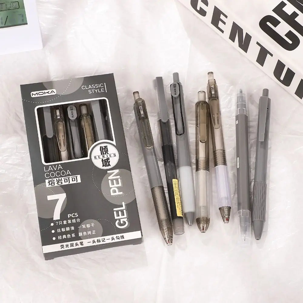 7-Pc Retractable Gel Pen Set 0.5mm Quick Dry