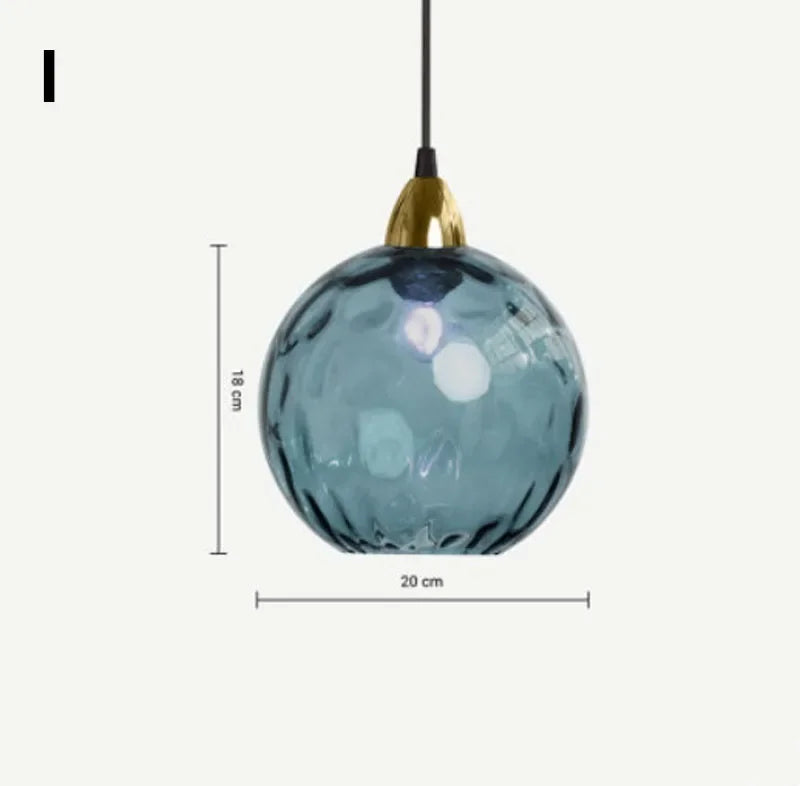 Modern Colored Glass Ball Lustre Pendant Lights Nordic Water Grain Restaurant Kitchen Hanging Light Fixture Bedroom Bedside Lamp