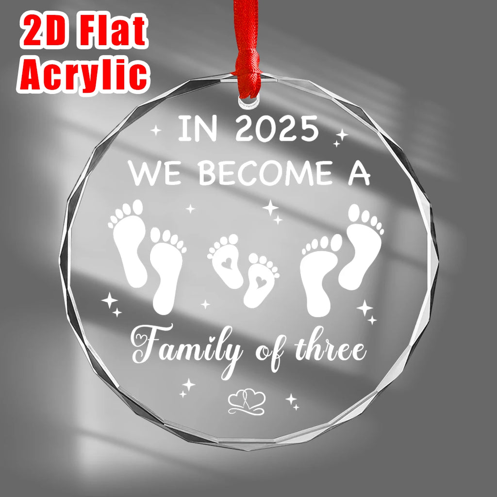 1pc Acrylic Christmas Ornament With Ribbon,Hanging Keepsake Decor For Christmas Tree,Gift For Parents Celebrate First Christmas