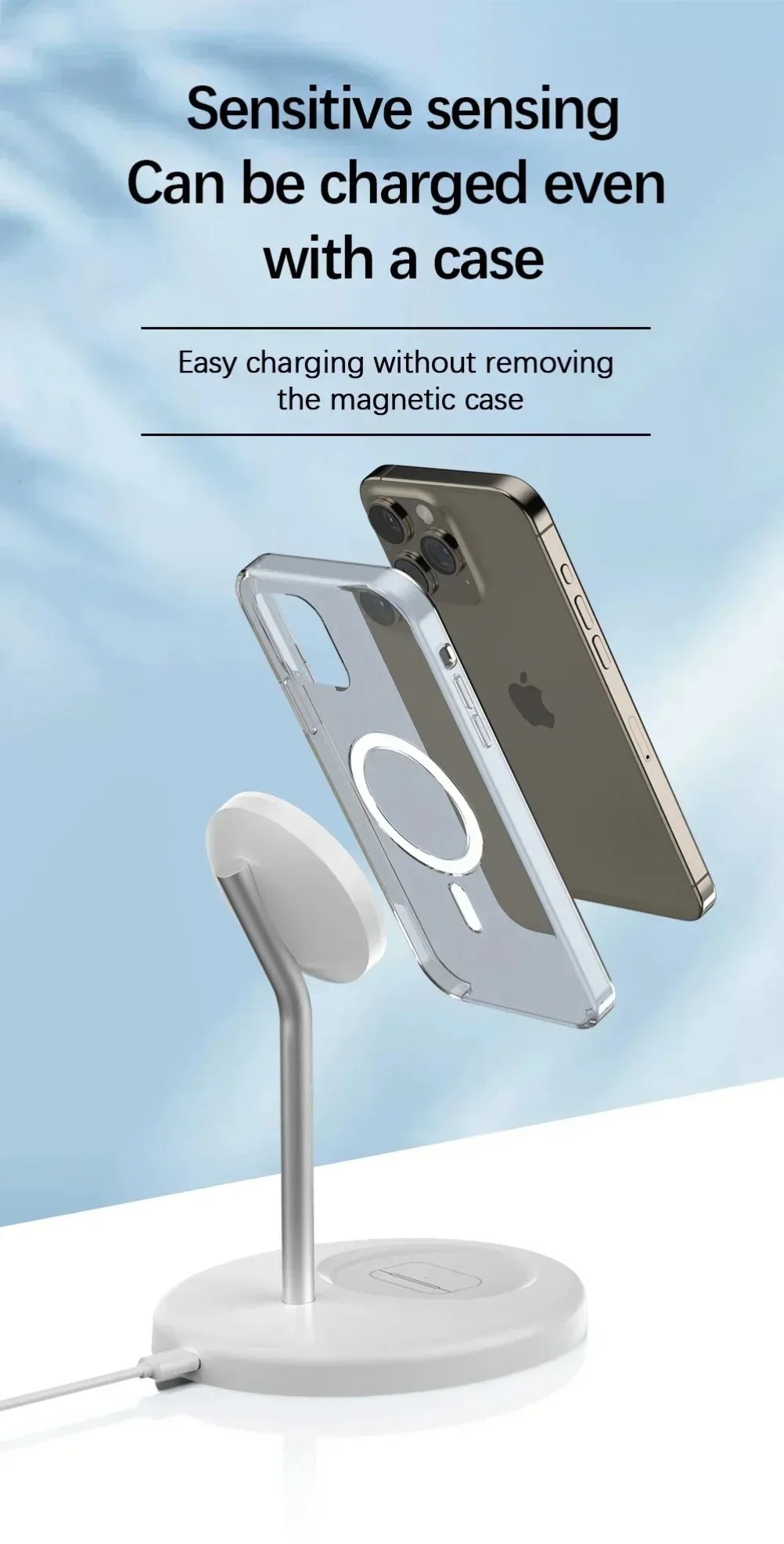 2 In 1 Fast Wireless Charging Station Dock Magnetic Wireless Charger Stand Phone Earphone For iPhone 16 15 14 13 12 For Airpods