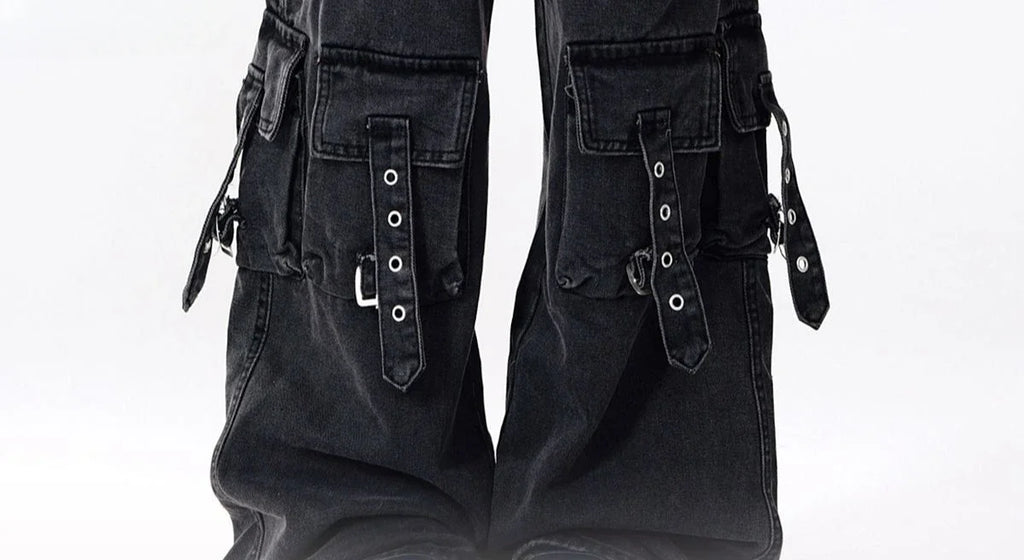 Women Y2K Japanese Streetwear Design Cargo Pants Denim Pants Long