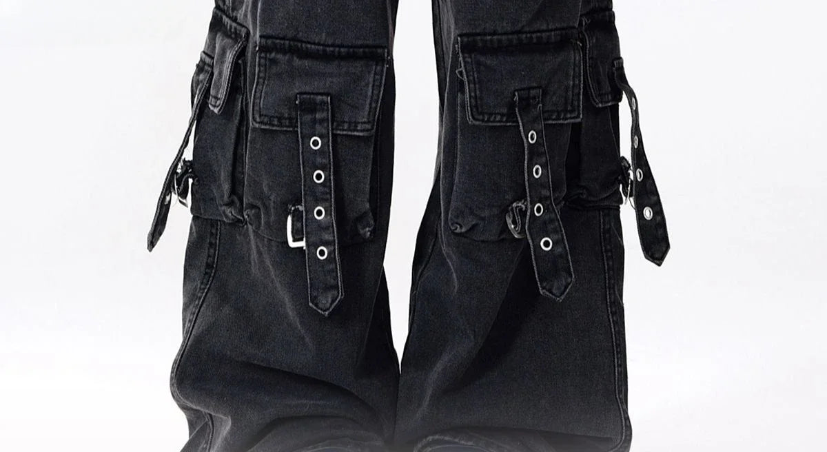 Women Y2K Japanese Streetwear Design Cargo Pants Denim Pants Long