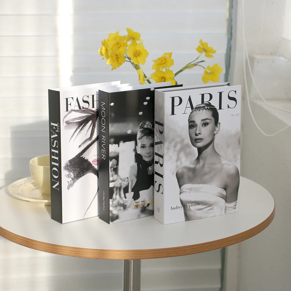 3Pcs Foldable Fashion Fake Books Living Room Decoration Designer Books Coffee Table Ornaments Club Hotel Room Villa Prop Books