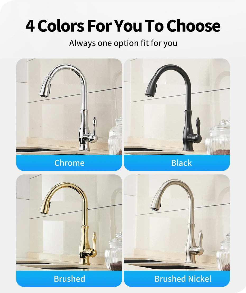 Kitchen Faucets Silver Single Handle Pull Out Kitchen Tap Single Hole Handle Swivel 360 Degree Water Mixer Tap Mixer Tap 866011