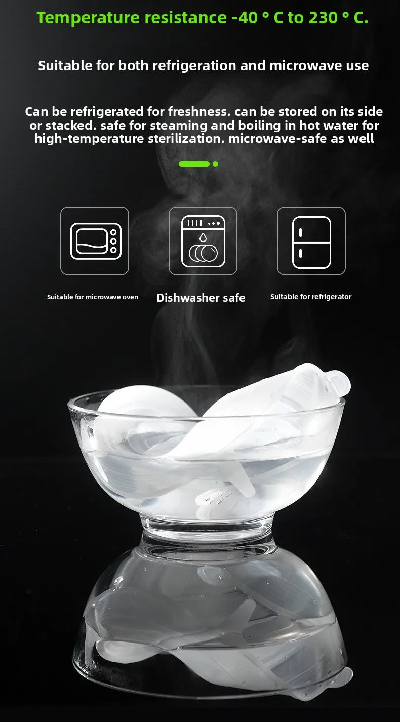 6pcs/set Food Grade Silicone Preservation Cover Reusable Airtight Food Universal Dish Stretch Round Lids For Kitchen Accessories