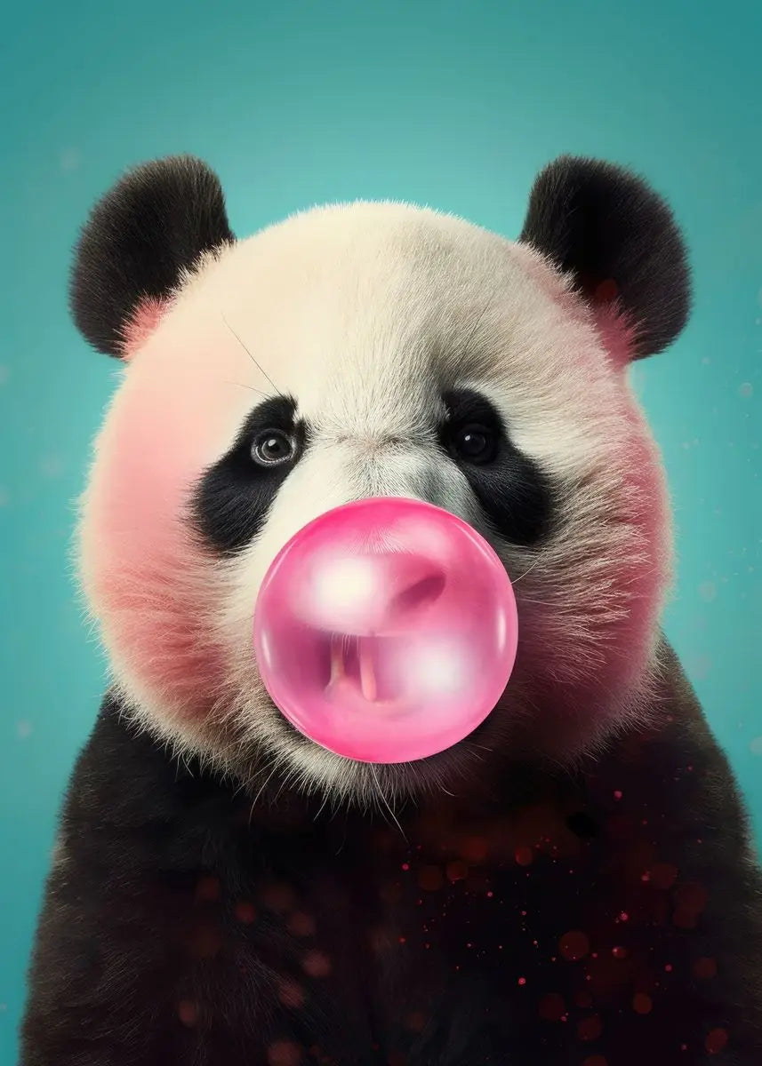 Cute Panda Blowing Bubbles Poster Graffiti Animals Art Print Canvas Painting Wall Pictures Living Room Room Home Decor Gift