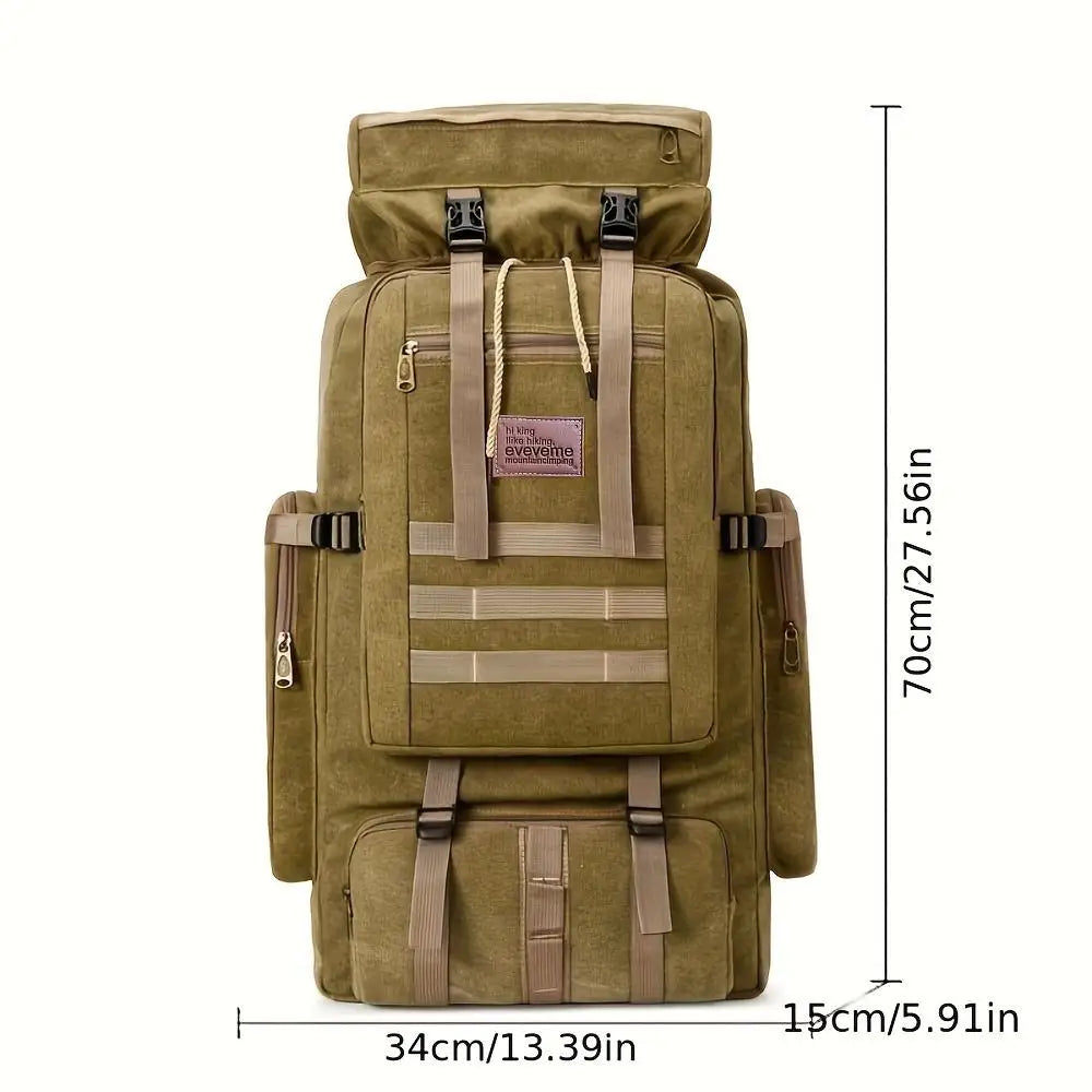 1pc 90L Hiking Daypack Backpack Canvas Hydration Pack for