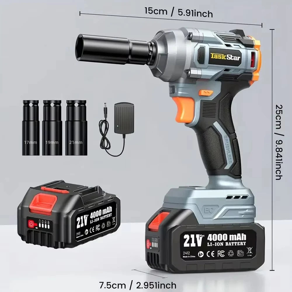 Taskstar 1200N.M Brushless Electric Impact Wrench Cordless Car Repair
