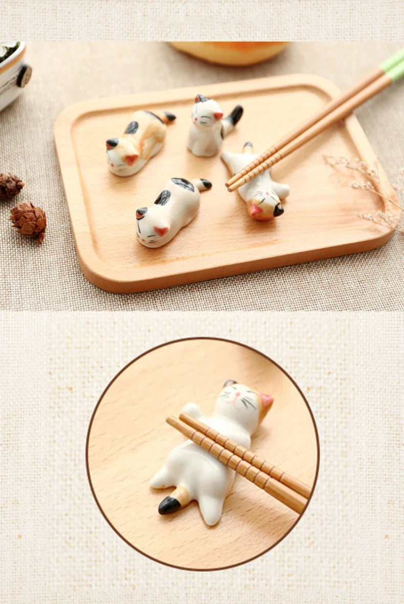 Cute Cat Ceramic Chopsticks Holder Stand Fine Design Chopstick Rack Pillow Care Rest Japanese Style Kitchen Tableware Tools New