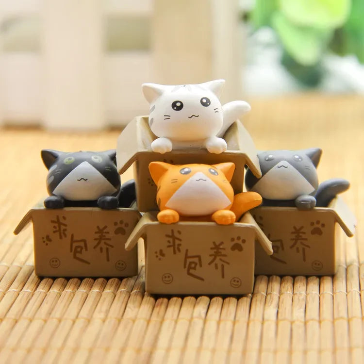 1/6Pcs Funny Neko Atsume  Meow Mochi Dango Cat Flower Pot Micro Landscape Mini Doll  Balcony Decorations Flower Pot Home Decor
