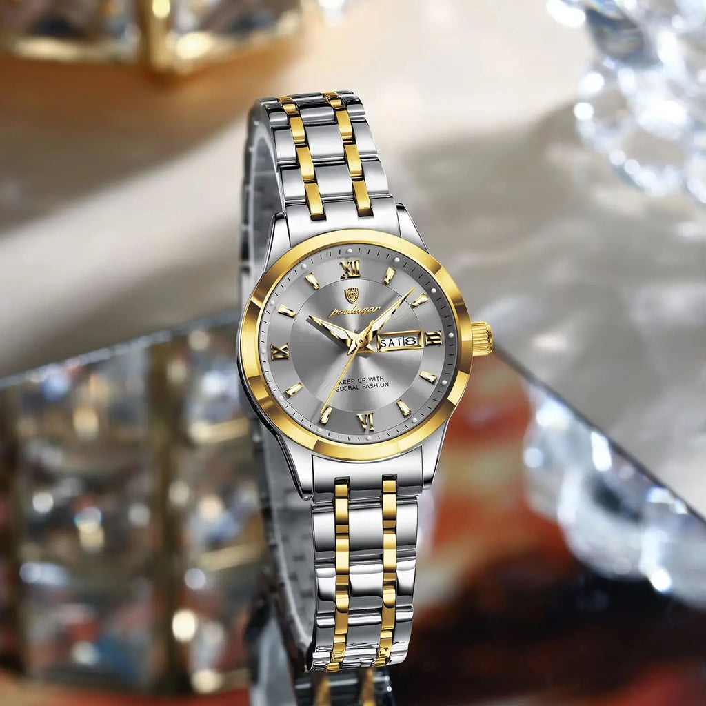 POEDAGAR Luxury Fashion Woman Watch Luminous Waterproof Stainless Steel