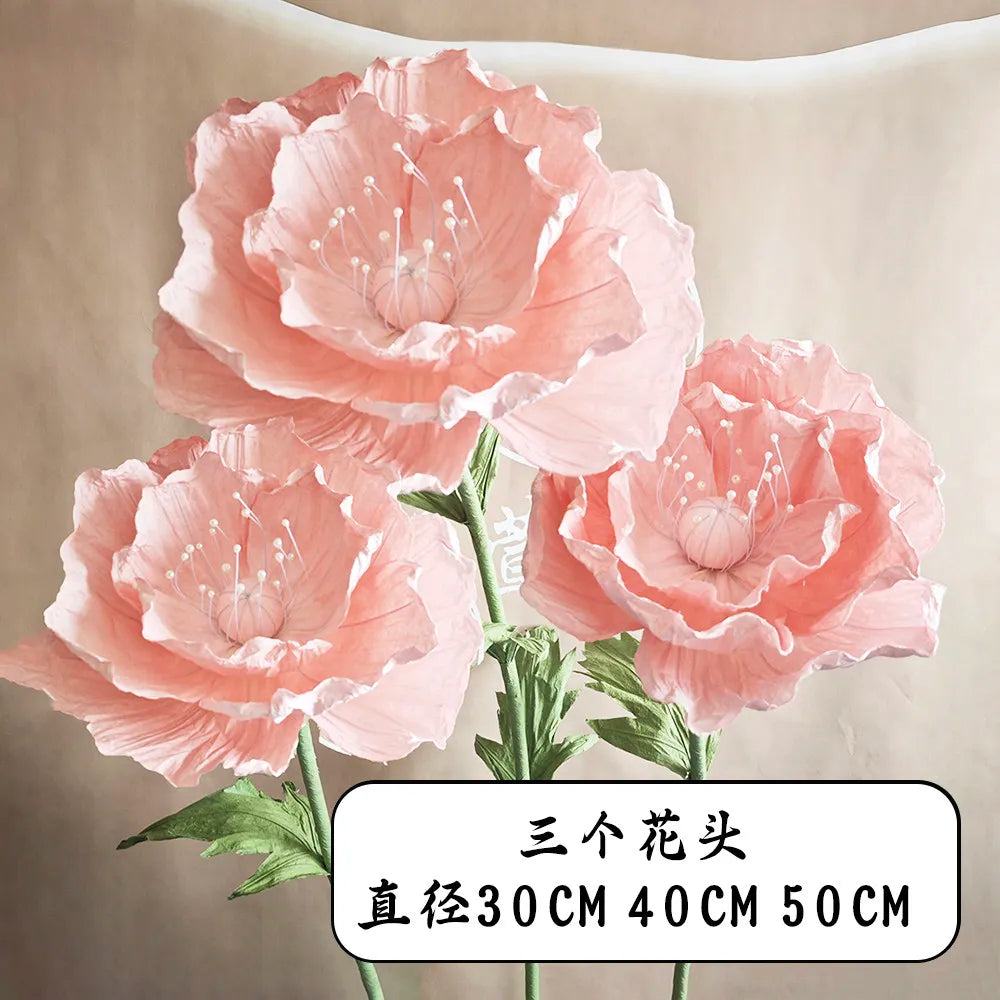 Wedding Props Artificial Giant Poppy Paper Flower Wedding Road Guide Floral Birthday Party Backdrop Decor Stage Window Display