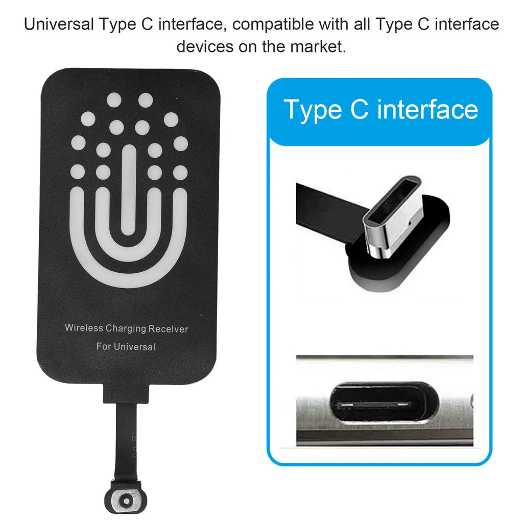Type-C Wireless Charger Universal Ultra-Thin Wireless Charging Receiver Pad Includes Magnetic Charging Cable
