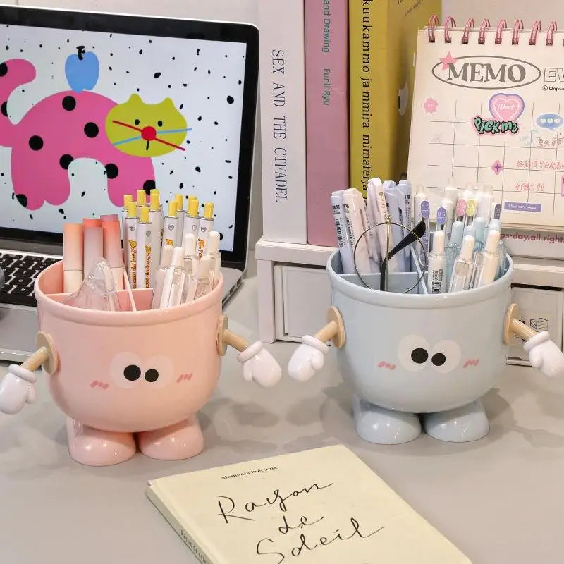 Creative Big Eyes Pencil Holder With Hook Table Stationery Storage Box Pen Holder Rack Student Children Girls Desk Organizer