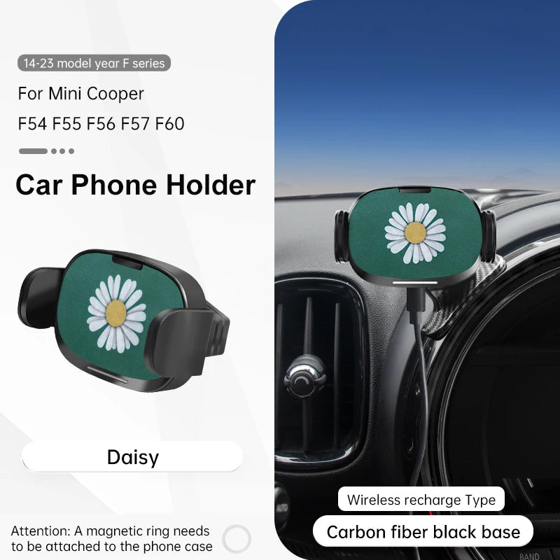 Car Phone Holder Wireless Charger For Mini Cooper F56 F55 F54 F60 F57 2014-2023 Central Control Mobile Phone Bracket Accessories