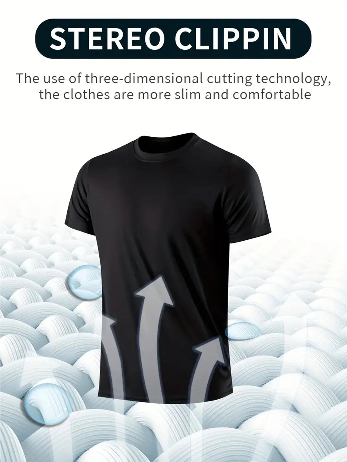 Round Neck T-Shirt 4-Pack Black Ultra-Light Men's Quick-Drying