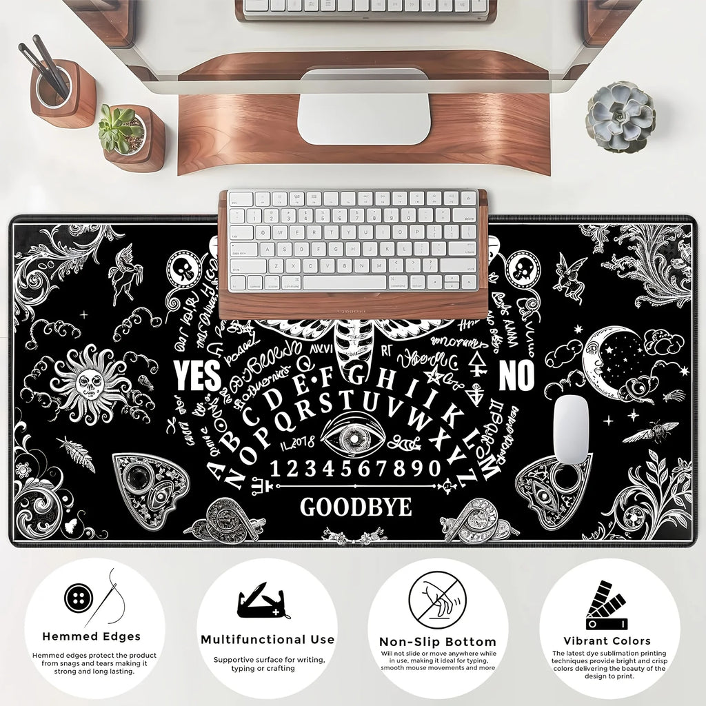 Large Mysterious Ghost Gothic Gaming Mouse Pad Black Anti Slip Rubber Desktop Accessories Mouse Mat Rug Desk Organizer Playmat