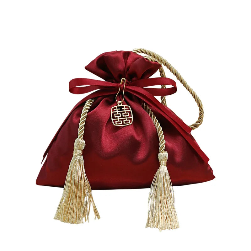 10/30/50 Pcs Luxury Packing Drawstring Velvet Pouch Sachet Gift Bag For Wedding Candy Boxes With Pearl String Decor Favors Bags