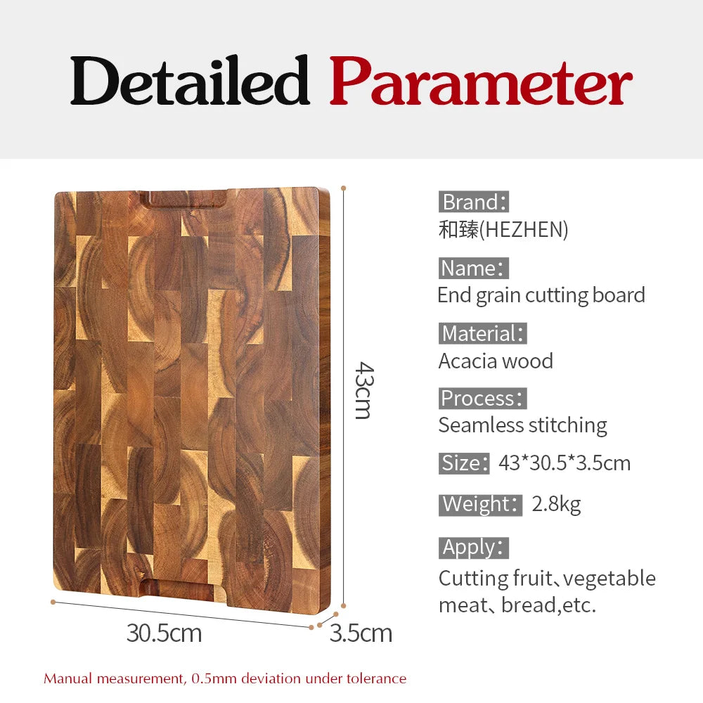 HEZHEN Acacia Wood Splicing Cutting Board End Grain Kitchen Double Sided Chopping Board used as a Pallet