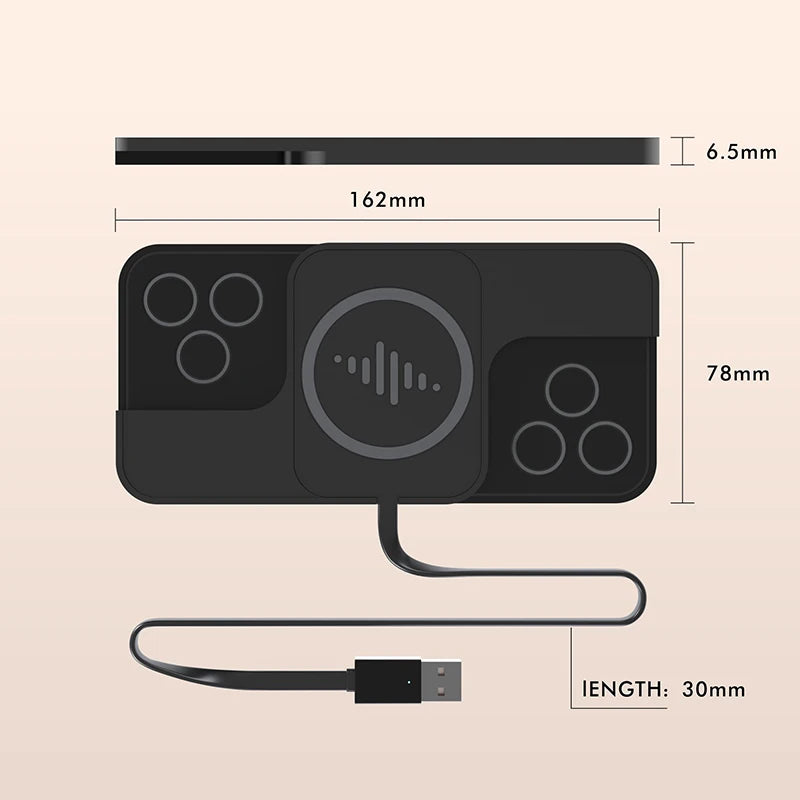 30W Fast Car Wireless Charger Pad for iPhone 15 14 13 12 Samsung Huawei AirPods Phone Non-slip Quick Car Wireless Charging Stand