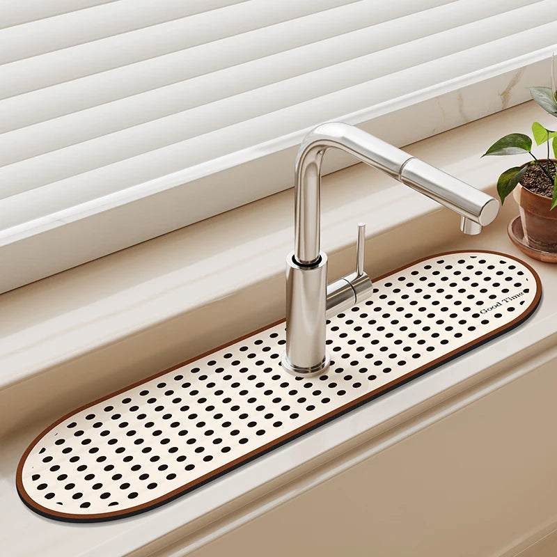 Kitchen Sink Faucet Mat Absorbent Faucet Splash Guard Drain Pad Bathroom Countertop Protector Diatomite Faucet Rug Washable
