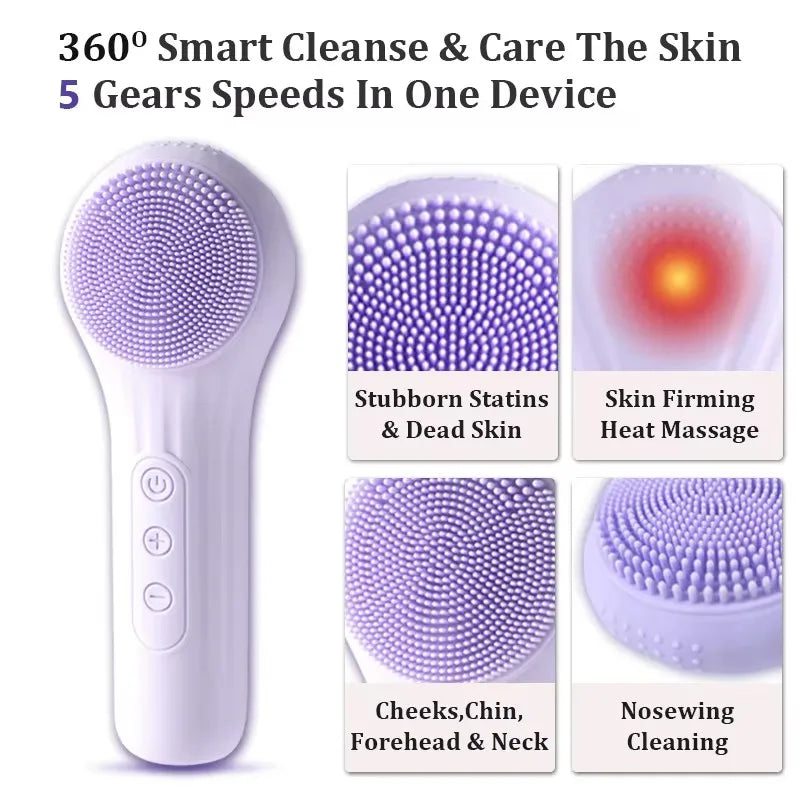 5-in-1 Electric Facial Cleaner Face Cleansing Brush Spa Skin