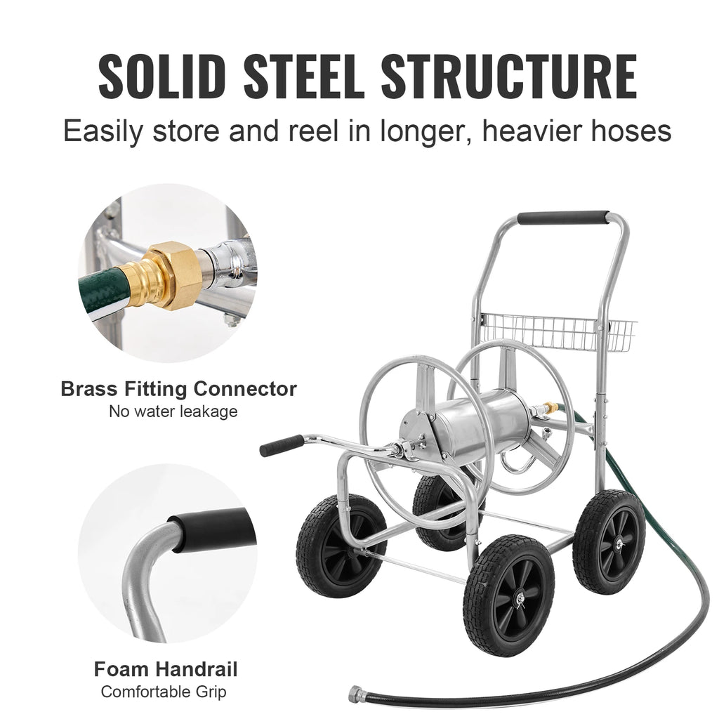 SucceBuy Hose Reel Cart 250ft Heavy Duty Garden Water